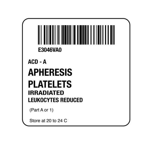 Nevs ISBT 128 Apheresis Platelets Irradiated-Part 1 2" x 2" BBC-3046-1 - main